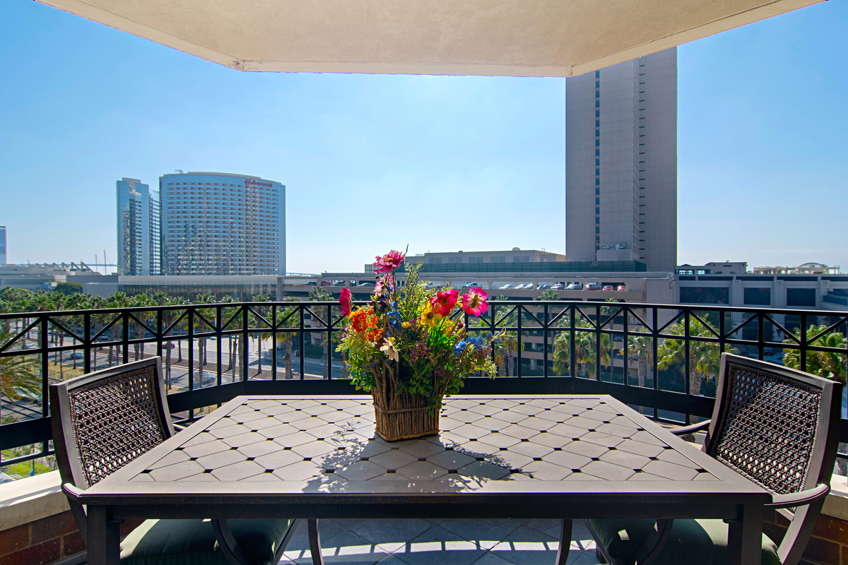 Patio overlooks city views